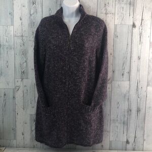 J.Jill Wool Alpaca Blend Long Full Zipper Cardigan  Medium